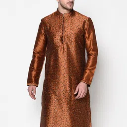DEYANN Men Copper-Toned Ethnic Motifs Printed Flared Sleeves Kurta-33