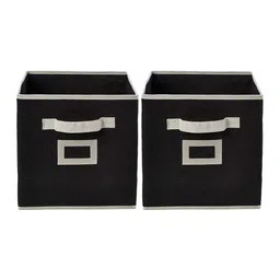 Kuber Industries Set Of 2 Black & White Fabric Foldable Large Cube Storage Boxes-52