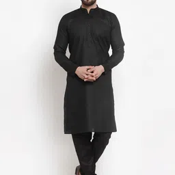 Jompers Men Black Solid Kurta with Churidar-picture-13
