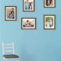 Art Street Set Of 5 Brown Solid Individual Wall Photo Frames-14
