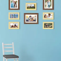 Art Street Set Of 9 Brown & Beige Solid Individual Wall Photo Frames-11