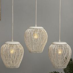 Homesake White 3-Lights Textured Handcrafted Wire Mesh  Cluster Light-52