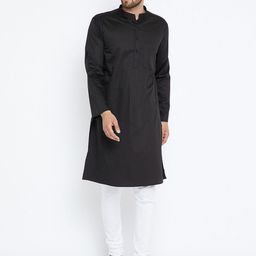 even Men Black Solid Straight Kurta-image-51