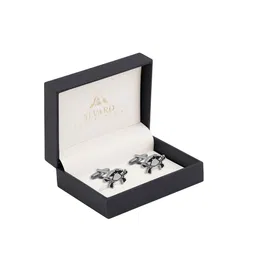 Alvaro Castagnino Silver-Toned & Black Zodiac Sign Cufflinks-image-76