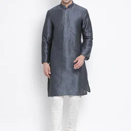 VASTRAMAY Men Grey Kurta with Churidar-image-28