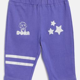 toothless Girls Blue & Silver Dora & Stars Print Pure Cotton Regular Fit Capris-image-28