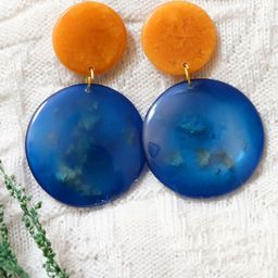 Crunchy Fashion Blue Circular Drop Earrings-54