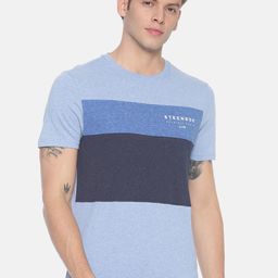 Steenbok Men Blue Colourblocked Round Neck Pure Cotton T-shirt-image-53