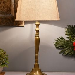 Homesake Gold-Toned & Off-White Solid Handcrafted Table Lamp-5