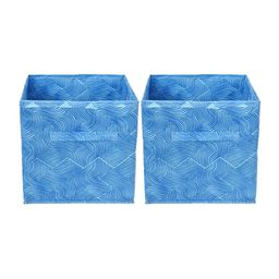 Kuber Industries Set Of 2 Blue Printed Storage Cube Boxes With Handles-33