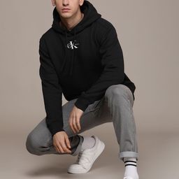 Calvin Klein Jeans Minimal Brand Logo Embroidered Detail Hooded Sweatshirt-image-53