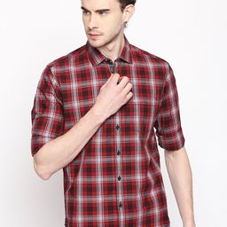 Basics Men Red Slim Fit Checked Casual Shirt-image-68