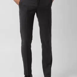 Peter England Men Grey Slim Fit Self Design Formal Trousers-image-9