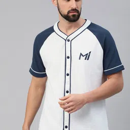Mumbai Indians Men White & Navy Blue MI Signature Baseball Shirt-image-28