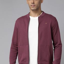 Van Heusen Men Slim Fit Solid Stand Collar Front-Open Sweatshirt-image-19