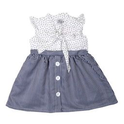 Doodle Girls Navy Blue & White Printed Fit and Flare Dress-image-73
