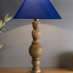 Homesake Blue Solid Handcrafted Table Lamp with Shade-18