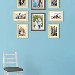 Art Street Set Of 8 Yellow & Brown Solid Photo Frames-17