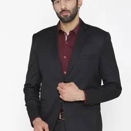 Wintage Men Black Solid Tailored Fit Single-Breasted Formal Blazer-picture-43