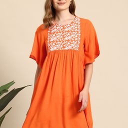 Mast & Harbour Embroidered Flared Sleeve A-Line Dress-image-16