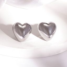 Rubans Rhodium Plated Heart Shaped Stud Earrings-10