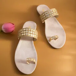 Inc 5 Rose Gold Embellished Ethnic Block Mules-10