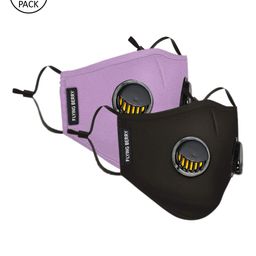 FLYING BERRY Unisex Pack Of 2 Black & Purple 5-Ply Reusable Anti Pollution N99 Masks-12