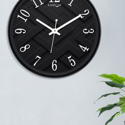 RANDOM Black Round Printed Analogue Wall Clock-50