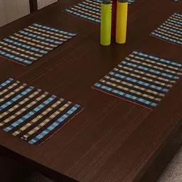 KLOTTHE Set of 6 Brown & Blue Woven Design Sustainable Table Mats-22