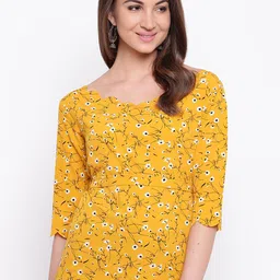 Mayra Yellow Floral Printed Crepe Regular Top-picture-48