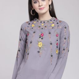 plusS Grey Embroidered Top-image-6