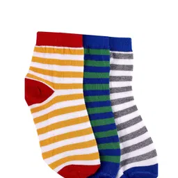 FOOTPRINTS Unisex Assorted Organic Cotton & Bamboo Kids Socks - Colorful Stripes Pack of 3 Pairs-picture-30