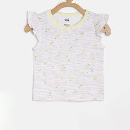 MINI KLUB Girls White & Pink Printed A-Line Pure Cotton Top-picture-2