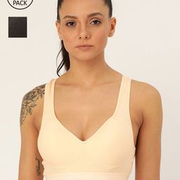 Lady Lyka Pack of 2 Solid Non-Wired Lightly Padded Workout Bras-image-62