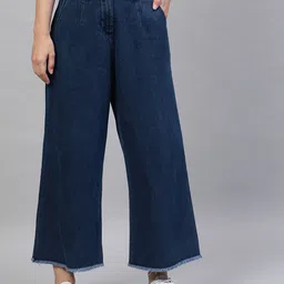 STREET 9 Women Blue Flared Faded Parallel Trousers-image-51