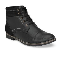 Roadster Men Black Colourblocked Mid-Top Flat Boots-image-43