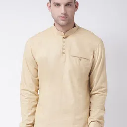 TABARD Men Beige Cotton Plain Kurta-picture-28