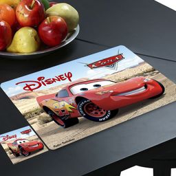 Kuber Industries Red 12 Pieces Disney Cars Dining Table Placemat With Tea Coasters-image-85