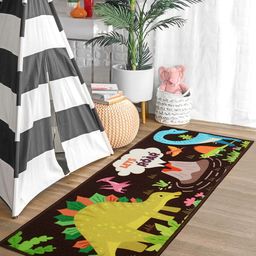 Saral Home Brown & Yellow Dinosaur Printed Anti Skid Floor Runner-34