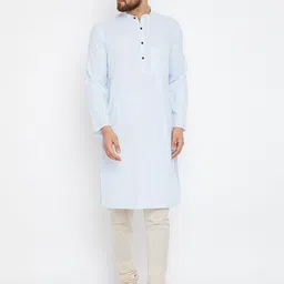 even Men Blue Striped Straight Kurta-image-82