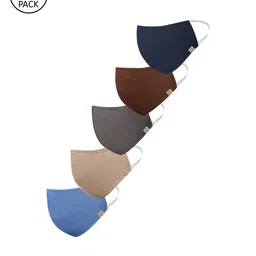 VASTRAMAY Unisex Pack of 5 Pcs Muticoloured Reusable 3-Ply Protective Outdoor Mask-image-15