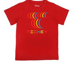 Disney by Wear Your Mind Boys Red Typography Mickey Mouse Printed Pure Cotton T-shirt-image-121