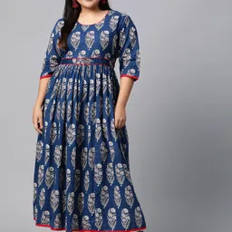 Divena Women Blue & White Printed Anarkali Kurta-image-42