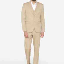 Wintage Men Beige Solid Single-Breasted Regular Fit Suit-image-78