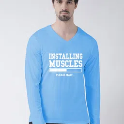 Friskers Men Blue & White Printed V-Neck T-shirt-picture-10