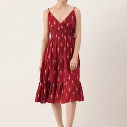 FERANOID Ethnic Motifs Print Fit & Flare Dress-image-33