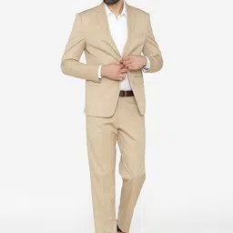Wintage Men Beige Solid Single-Breasted Regular Fit Suit-image-97
