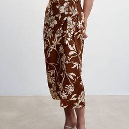 MANGO Women Floral Printed Midi A-line Skirt-image-77
