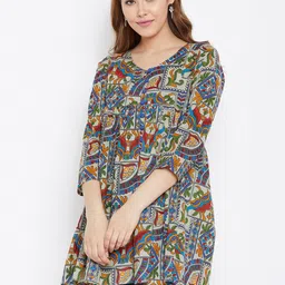 PANIT Women Multicoloured Printed Pure Cotton Anarkali Pure Cotton Kurti-picture-5