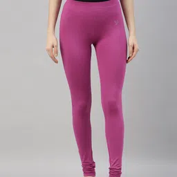 TWIN BIRDS Women Fuchsia Solid Cotton Churidar Leggings-image-99